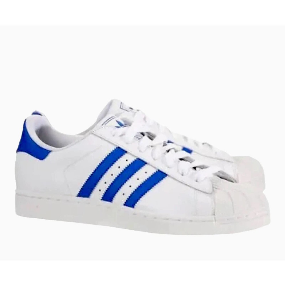 Adidas Shoes Men Size 19 Superstar‎ II G17205 White/Blue OS148 Sneakers